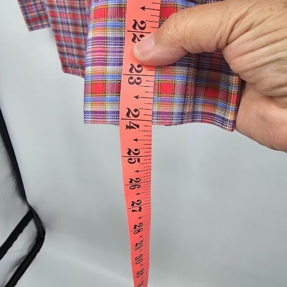 Alan Flusser Men’s M Multicolor Plaid Button-Up Shirt 100% Cotton Casual - Picture 8 of 9